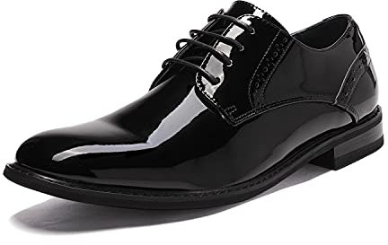 Bruno Marc Herren Anzugschuhe Schnürhalbschuhe Business Büro Hochzeitschuhe Herren,Size 43.5,Schwarz/Pat 16,PRINCE-16