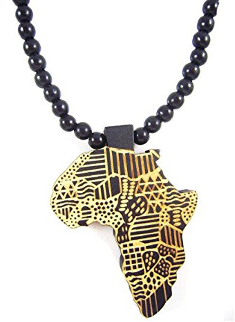 Fengteng Karte von Afrika Anhänger Halskette Hölzern Perle Kette für Männer Hop Hop