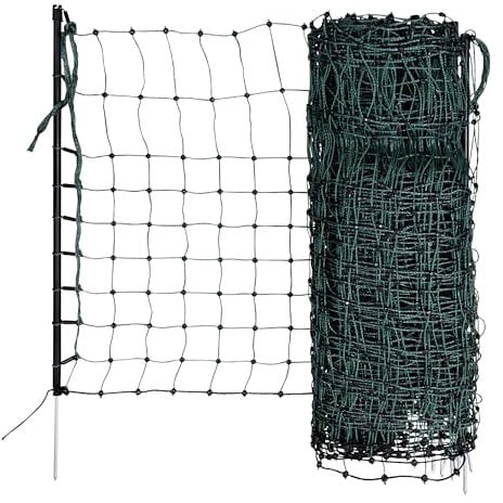 Kerbl Kaninchennetz (elektrifizierbar, extra engmaschig geschnürt, L x H 25 m x 65 cm, Farbe Grün) 292216