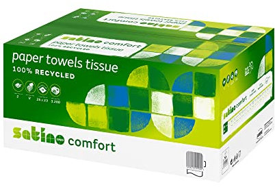 Satino by WEPA Comfort Handtuchpapier Format Tissue 277210 - PT3 kompatibel - 2-lagig - grün - 20x160 Blatt - V-Falz - 25x23cm - EU Ecolabel zertifiziert - 100% Recycling - 3.200 Blatt