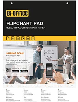 Bi-Office - Lot de 5 Blocs de Papier pour Chevalet de Conférence, A1, 20 feuilles lisses, 60g/m²
