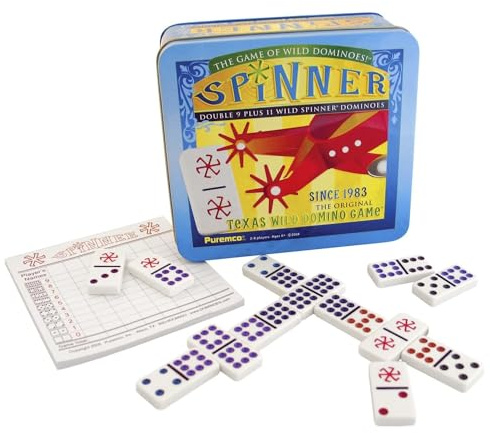 University Games, Spinner Game of Wild Dominoes in On-the-go Travel Tin , for 2 to 8 Players Ages 6 and Up