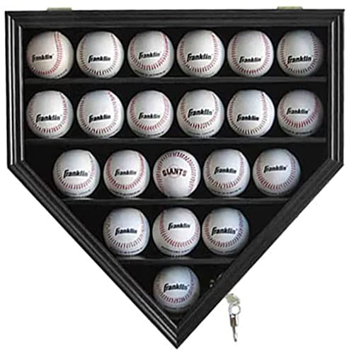 DisplayGifts Baseball-Vitrine, Baseball-Halter für Bälle, Display mit 21 Schlitzen, Wand-Displaybox, 96 % klar, Antifade-UV-Schutz mit Goldschlössern für Homerun und Sammler Autogrammbälle