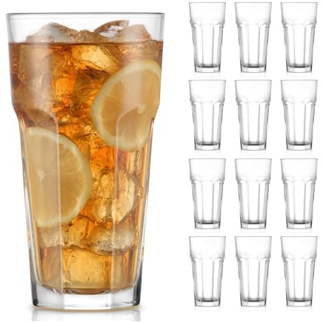 Libbey Gibraltar DuraTuff Iced Tea Glasses Set of 12, 22 Oz Durable Restaurant Style Drinking Glass Cups, Drinkware Set for Family Gatherings, Parties