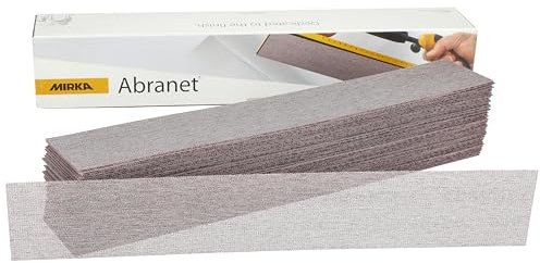 Mirka Abranet net sandpaper strips 70x420 mm Hook & Loop P150 50 pcs | Dust-free Abranet net sanding strips ideal for wood metal aluminium stainless steel filler varnish plastic finishing
