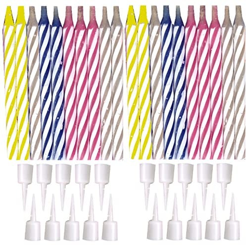 2 x 10 nicht ausblasbare Geburtstagskerzen + Halter Tortenkerze Kerze Geburtstag
