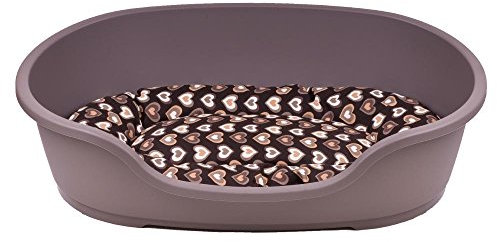 adena Hundekorb 110 x 74 cm Taupe + Kissen Herzen braun