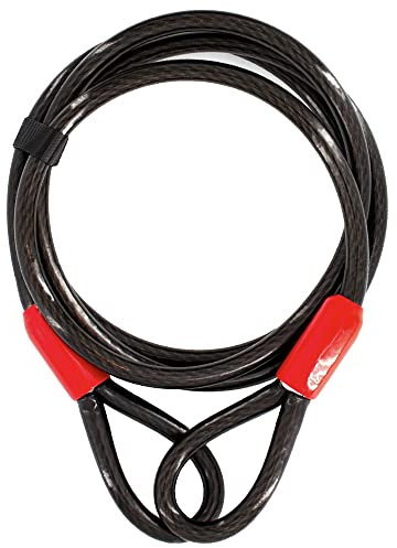 EVEREST FITNESS Candado de Bicicleta de Doble Bucle - Cable Candado de Acero Plastificado Antirrobo para Bici Moto Casco Patinete Electrico - Cadena de Seguridad para Bicicletas