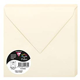 Clairefontaine 5443C - Packung mit 20 Umschläge Pollen, gefüttert, 165 x 165mm, 120g, ideal für Einladungen und Korrespondenz, Elfenbein, 1 Pack