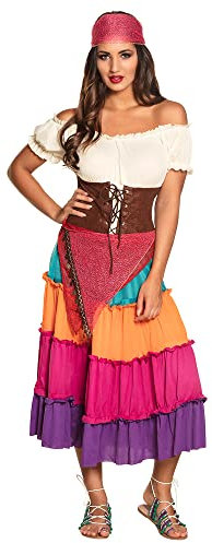 Boland - Kostüm für Erwachsene Wahrsagerin Nadya, Kleid, Gürtel und Kopftuch, Bandana, Top, Gürtel und Rock, Set, Karneval, Mottoparty