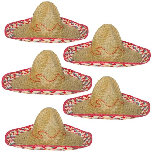 Karnevalsteufel Sombrero - 5 pièces, coloré, chapeau mexicain, set-sombrero