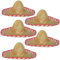 Sombrero-Set Mexikanerhüte in bunten Farben mit rotem Rand Rand - 5er Pack