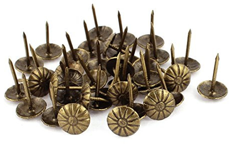 sourcing map Clou Tapissier 7/16-pouce Diamètre Chrysanthemum Clou Punaise Ameublement Punaise Bronzé 40pcs