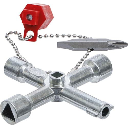 BGS Universal-Schaltschrank-Schlüssel 72x72 mm, Metall, 3-Punkt-Schlüssel, 80 g