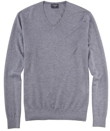 OLYMP Herren Pullover V-Ausschnitt Casual.Strick,Plain Jersey,Regular fit,Silbergrau 63,L