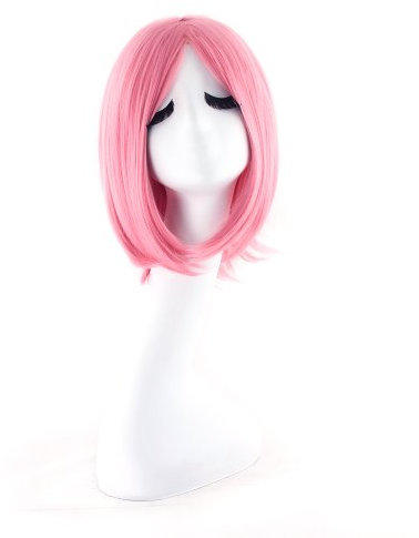 MapofBeauty Kunststoff kurze gerade Anime Kostüm Cosplay Perücke (rosa)