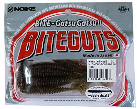 Noike Wobble Shad 3' 7,6cm - 9 Gummifische, Noike Farbe:Green Pumpkin Blossom UV