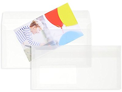 100 Stück, Transparente Briefumschläge, DIN Lang, Haftklebung mit Abziehstreifen, Gerade Klappe, 90 g/qm Offset, Mit Fenster, Weiß (Transparent-Weiß), Blanke Briefhüllen