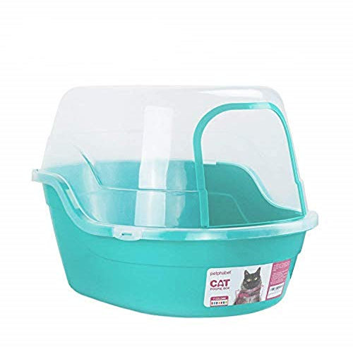 Petphabet Litter Box with Lid - Jumbo Hooded Kitty Litter Pan - Holds Up to Two Small Cats Simultaneously,Extra Large by (Teal)