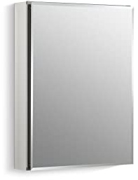 Kohler CB-CLC2026FS Frameless Bathroom Mirror Medicine Cabinet, Single Door, Rectangular Beveled Edge Frame, Bathroom Cabinet Mirror, Adjustable Shelves, 20 in. W x 26 in. H