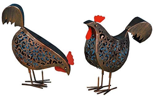 Smart Solar Metall Scroll Hühner Ornament Solar Garden Lights-2 Pack