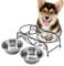 Yosoo Alimentador del agua del gato del perro de acero inoxidable doble cuencos de alimentos para mascotas plato de hierro Soporte retro (tipo 1)