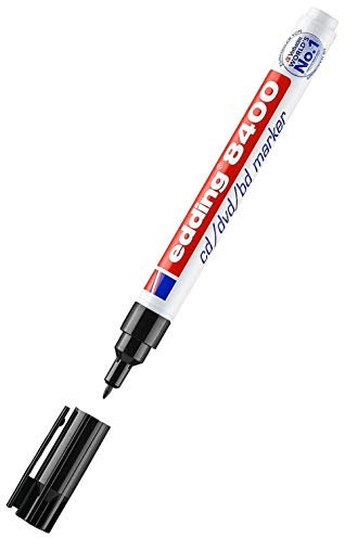 edding 8400 CD/DVD/BD Marker - schwarz - 1 Stift - Rundspitze 0,5-1 mm - für die dauerhafte Beschriftung von CDs, DVDs und Blu-ray Discs