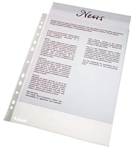 Leitz Esselte Prospekthüllen-Set, 10 Stück, A4 Format mit Universal-Lochung, Farblos mit matter Oberfläche, 0,043 mm PP-Folie, 56094