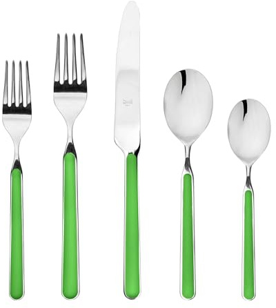 MEPRA Fantasia Piece Kitchen Set - Apple Green Finish Handles Dishwasher Safe Cutlery,[20 Piece Set]