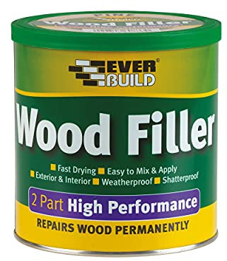 Everbuild 2-Part High Performance Wood Filler – Fast Drying – Weatherproof – Easy to Mix and Apply – Oak – 500g