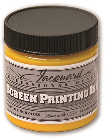 Jacquard Water Based Screen Printing Ink, Process Yellow, 4 oz – Fabric Paint for T-Shirts, Textiles & Art Projects