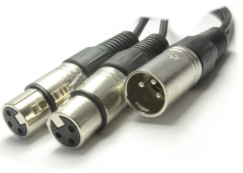 kenable XLR 3 Pin Male Plug to 2 x 3 Pin XLR Socket Splitter Cable 1.5m [1.5 metres]