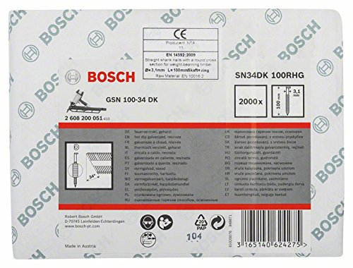 BOSCH D-Kopf Streifennagel SN34DK 100RHG, 3,1 mm, 100 mm, feuerverzinkt, 2608200051