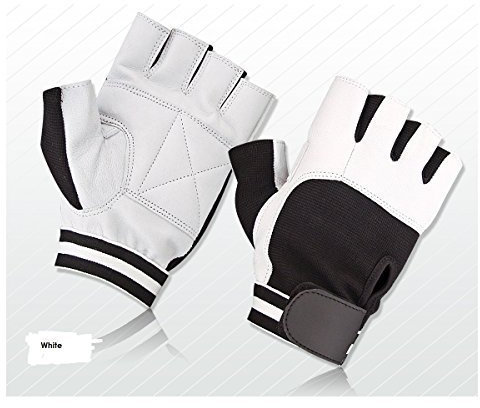 Make or Break Fitness Training Leather Gloves Weight lifting Gym Cycling Padded All Sports (white, XL)