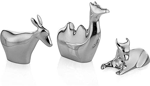 Nambe Animals Figurine - Nativity Holiday Figurine, Traditional Set Metal Alloy Religious Decoration - Ideal Christmas Nativity Home Décor - Christmas Table Centerpieces