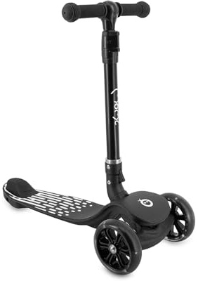 MoMi 3-Rad-Kinderroller SAN 2-in-1, höhenverstellbare Lenkstange 60/66/72 cm, klappbar, LED-Räder mit ABEC-7 Kugellagern, Trittbremse, 2,7 kg