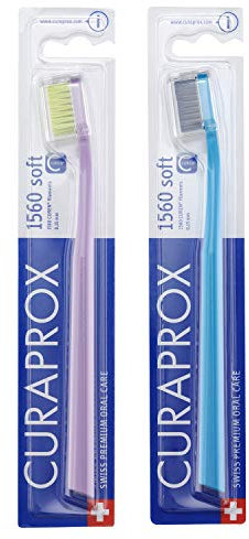 CURAPROX CS1560 Handzahnbürste soft, 2 Stück, (farblich sortiert, Farbe nicht wählbar), weiche Zahnbürste, toothbrush