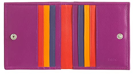 DUDU Mehrfarbiges Portemonnaie RFID in Leder mit Kartensteckfächer und Münzfach Fuchsia