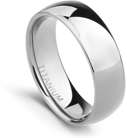 TIGRADE 2mm 4mm 6mm 8mm 10mm Titanium Ring Plain Dome High Polished Wedding Band Comfort Fit Size 3-15,6mm,Size 9