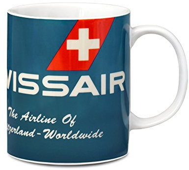 Logoshirt® Airline I Swissair I The Airline Of Switzerland I Porzellan Tasse Kaffeebecher, 300 ml I in farbiger Geschenkverpackung I Lizenziertes Original Design