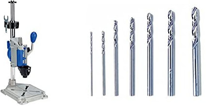 Support perceuse à colonne DREMEL - Dremel 220, Workstation & 628 Lot de 7 Forets de Perçage pour Percer dans le Bois et les Métaux non ferreux de 0,8 à 3,2mm