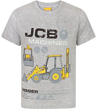JCB Machines Digger Boy's T-Shirt (9-10 Years) Grey