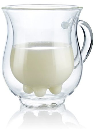 Cucina di Modena Milchkännchen: Doppelwandige Milchtasse mit witzigem Euterdesign, 200 ml (Eutertasse, Thermo Milch Tassen, Mitbringsel)