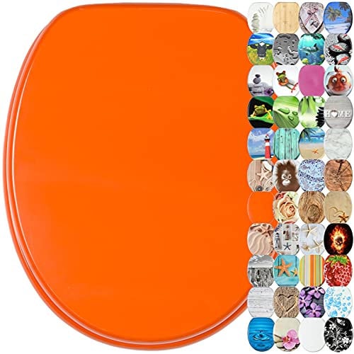 Sanilo Toilet Seat, Wide Choice of Beautiful Toilet Seats, Stable Hinges, Easy to Mount (Orange)