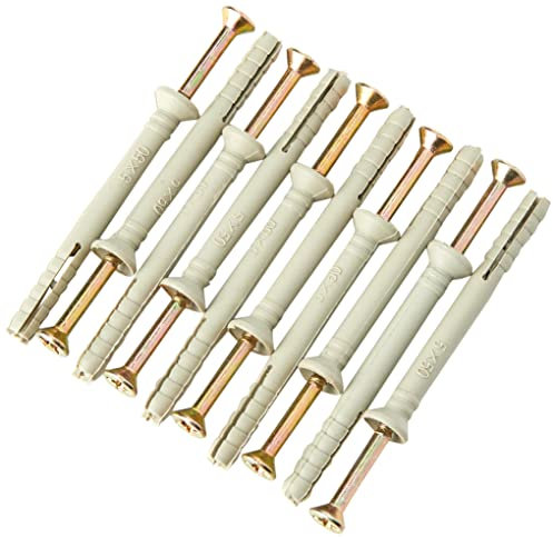 Merriway BH02865 (10 Pcs) Ha mmer Type Solid Wall Fixing with Nylon Plug, M5 x 50 mm (3/16 Inch x 2 Inch) - Pack of 10 Pieces