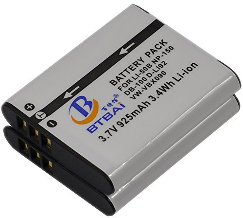 BTBAI 2x D-Li92 Camera Battery for DLi92 D-L192 DL192 Optio I10 I-10 RX18 RX-18 RZ10 RZ-10 RZ18 RZ-18 WG-1 WG1 WG-2 WG2 WG10 WG-10 WG-20 WG-3 WG-3 WG30 WG-30 30W WG4 WG-4 WG5 WG-5 X70 X-70 GPS k1a