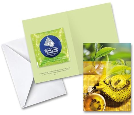 Bull & Bear Karte Tee, Geburtstagskarte mit Umschlag, Grußkarte für Teeliebhaber mit Teebeutel, ausgefallene Glückwunschkarte zum Geburtstag und Jubiläum