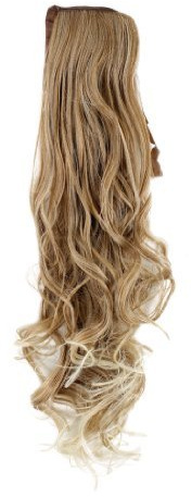 WIG ME UP - YZF-1094HT-27T613 Haarteil Zopf Blond-Mix wellig 63cm mit Band/Bändchen und Klammer befestigt