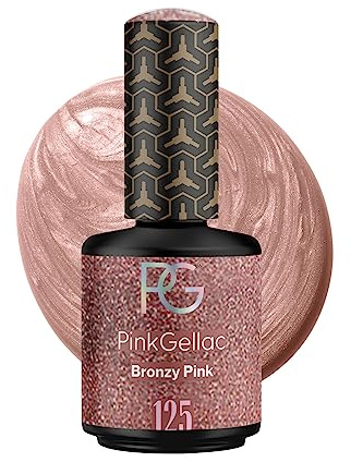 Pink Gellac Gel Nagellack UV, Veganes Nagelgel - 125 Bronzy Pink 15 ml | Gelnagellack für UV Lampe, Einfache Anwendung Nail Polish für 14 Tage Salonqualität, Gellack Made in Holland