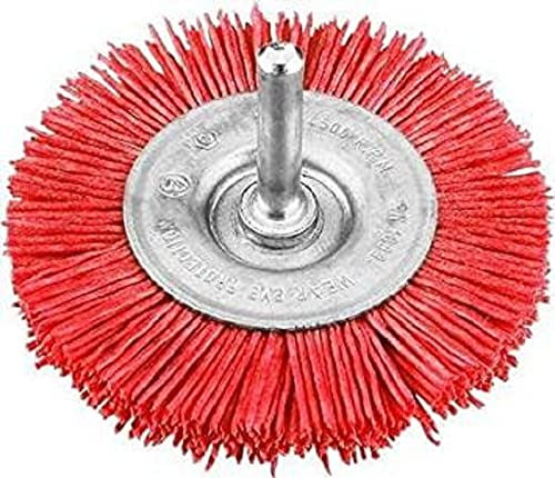kwb Scheiben-Bürste, grob, Schleif-Nylon, Ø 75 mm für Holz, Metall und Buntmetall, Nylonbürste für Bohr-Maschine inkl. E6.3 Sechskant-Schaft, zum Schleifen, Strukturieren, Reinigen und Entrosten